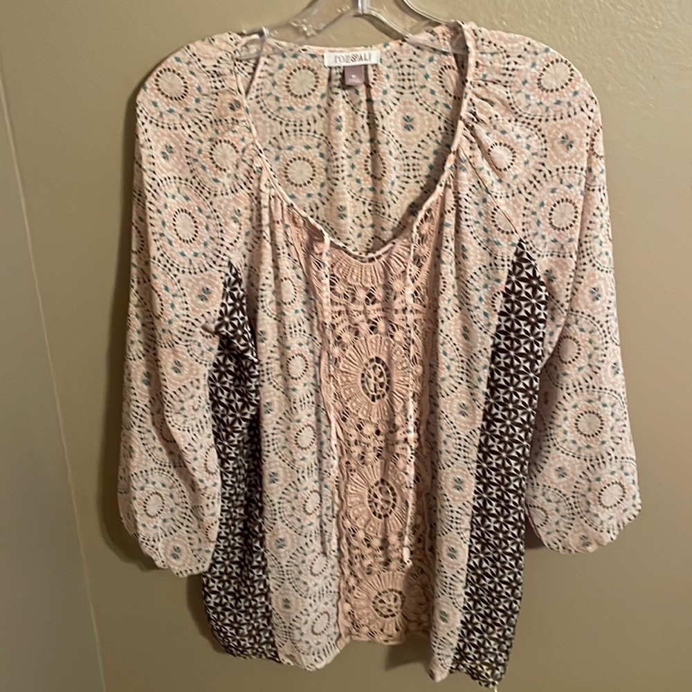 M size beige and brown blouse